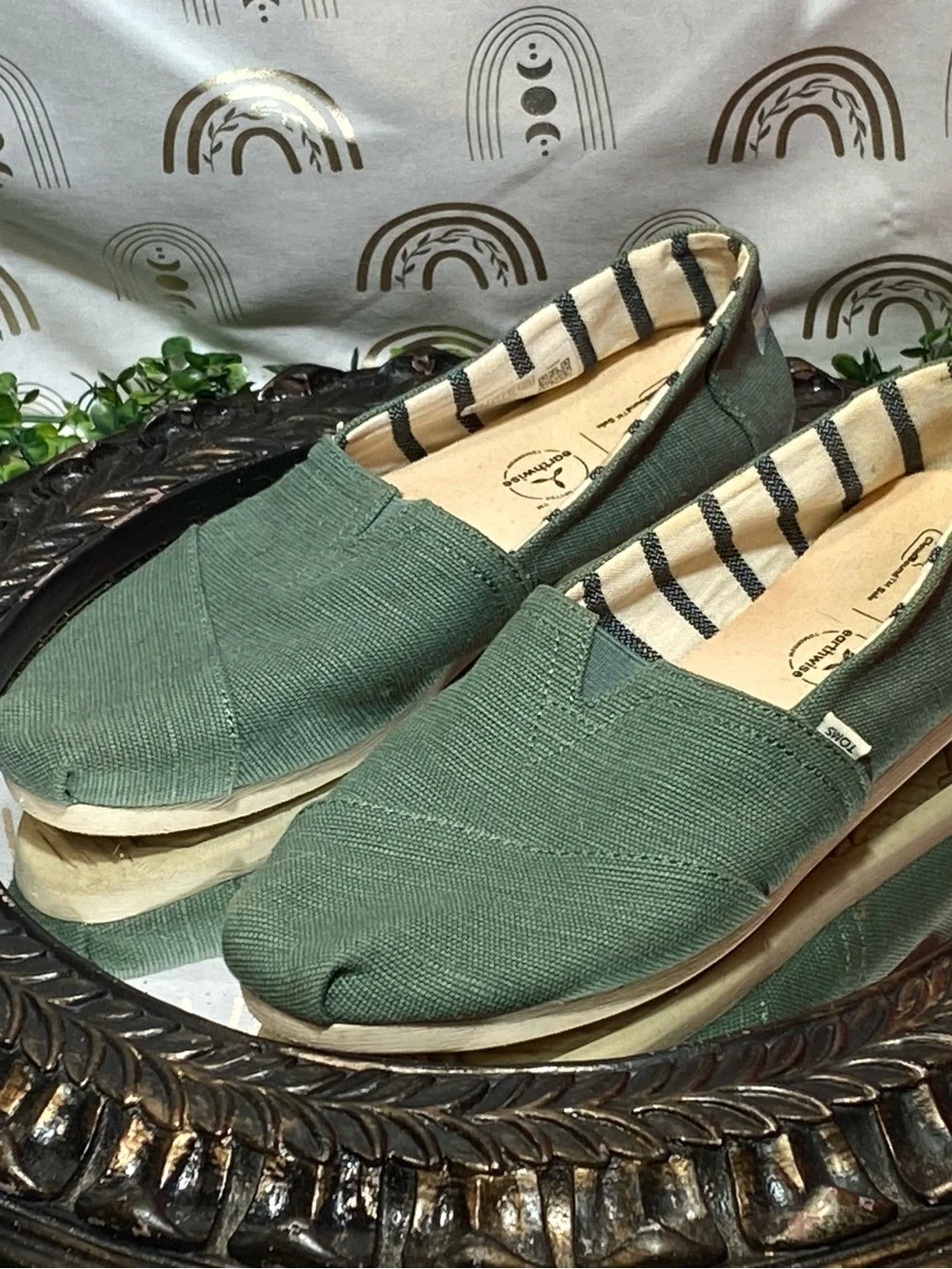 Toms Olive Canvas Classic Slip-On Flats